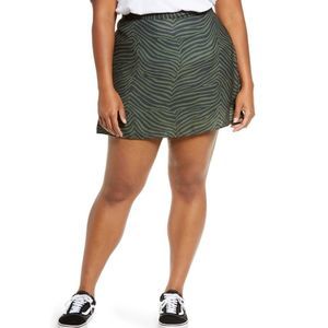 Bp olive zebra print skater skirt plus size